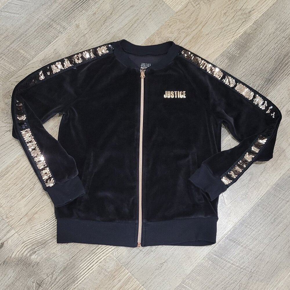 Girl's Justice Black/Sequins Velour Set